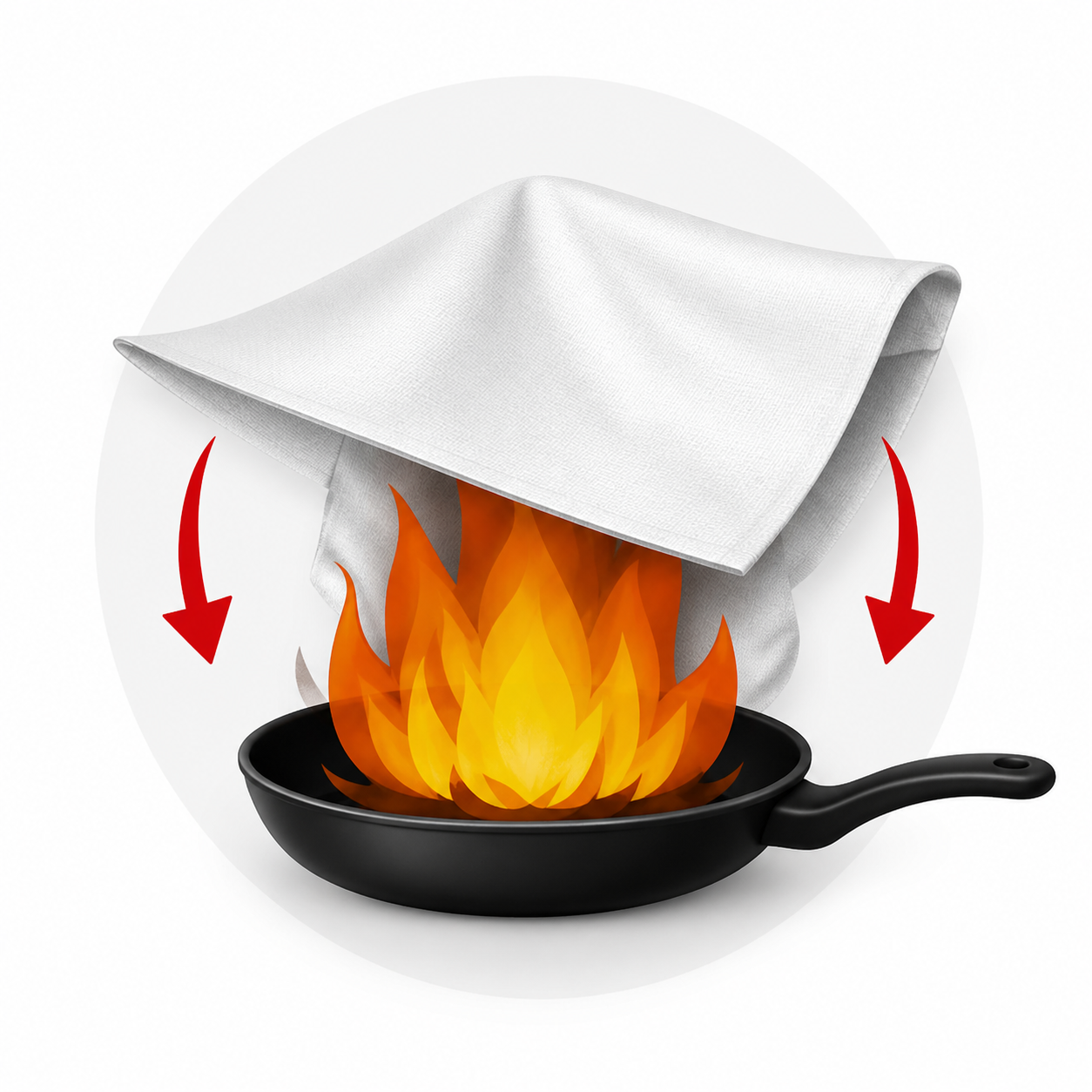 Fire blanket smothers fire instantly